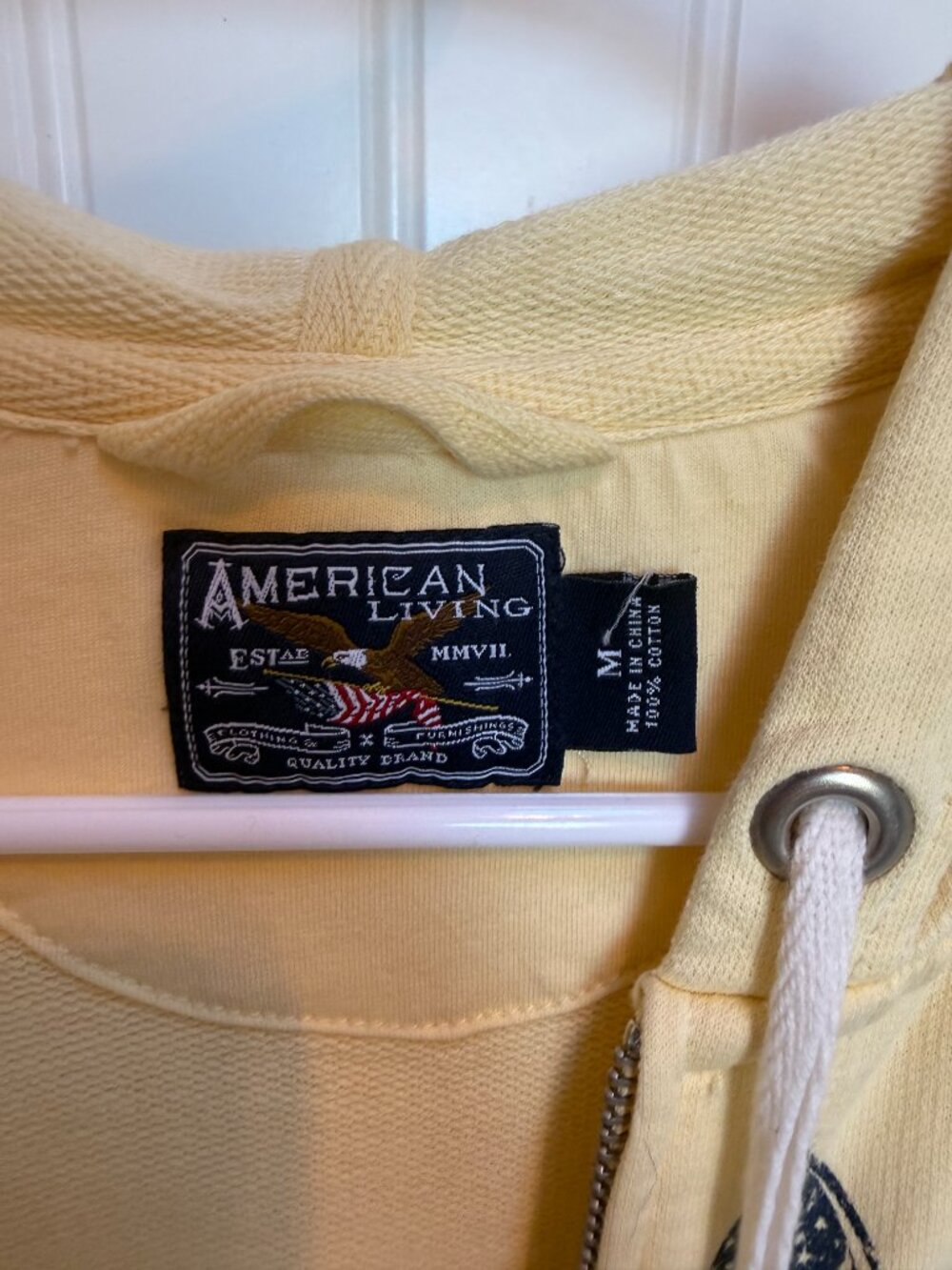 American Living Unisex Vintage Yellow Graphic Zip-up Hoodie M - Picture 5 of 11
